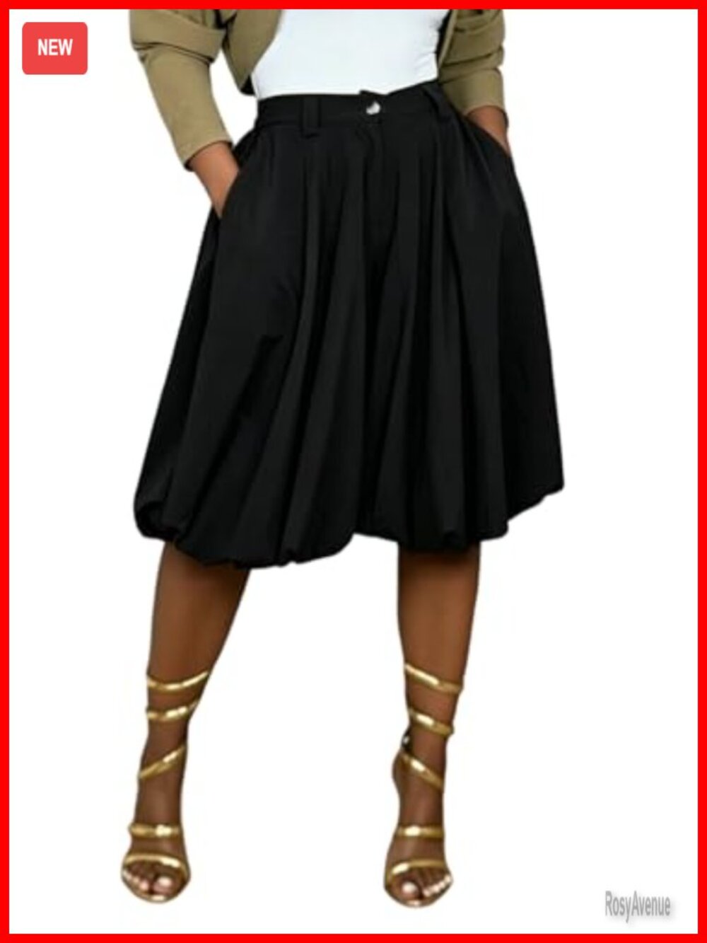Wide Leg Palazzo Capri Pants High Waisted Pleated Bubble Balloon Crop Trousers